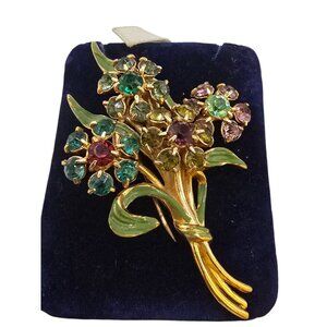 Antique Coro 1930s Flower Enamel Fur Clip (A8902)